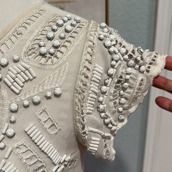Revolve • Lovers + Friends Off-White Beaded Blouse • Sz S - Picture 3 of 8